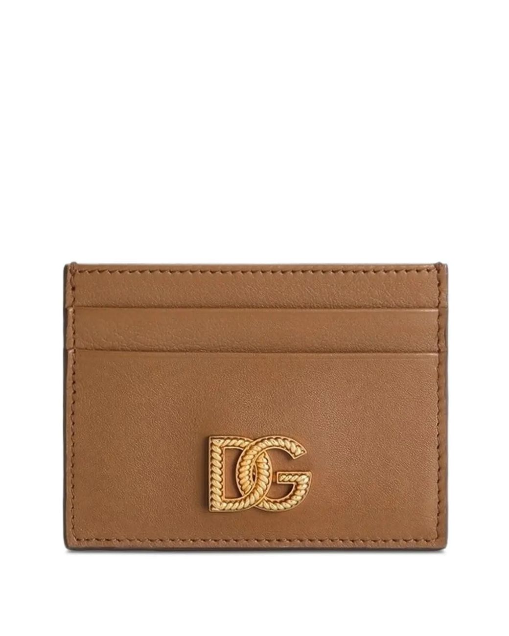 Dolce & Gabbana Brown Woven Dc Logo Card Holder