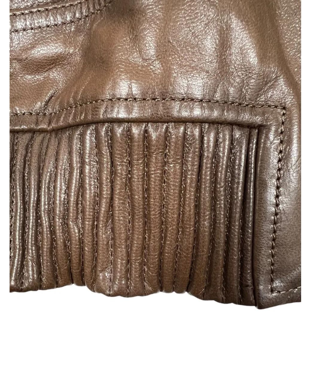Purple Brand Brown Zip-Fastening Distressed Leather Jacket for men