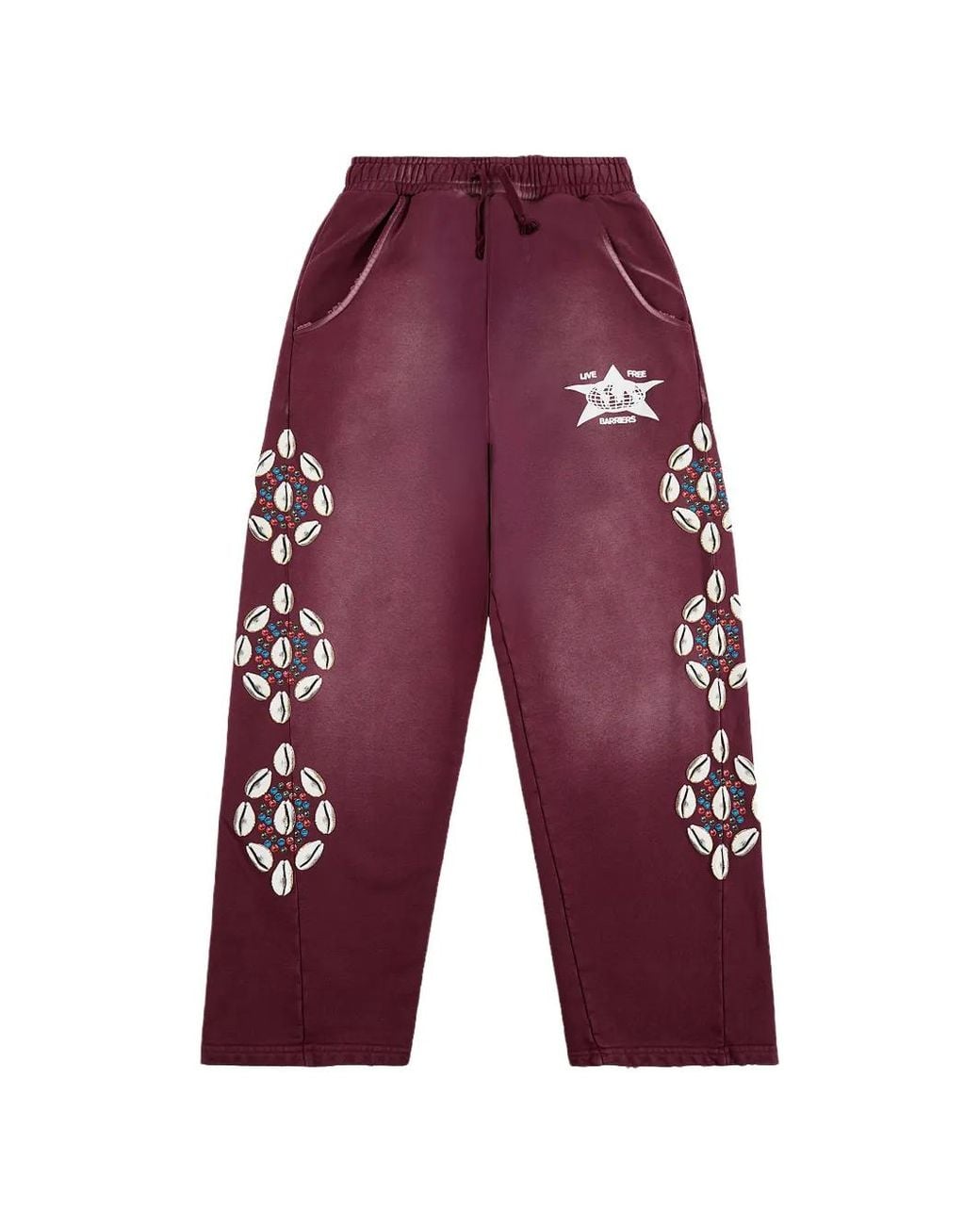 Barriers Red Cowrie Shell Track Pants for men