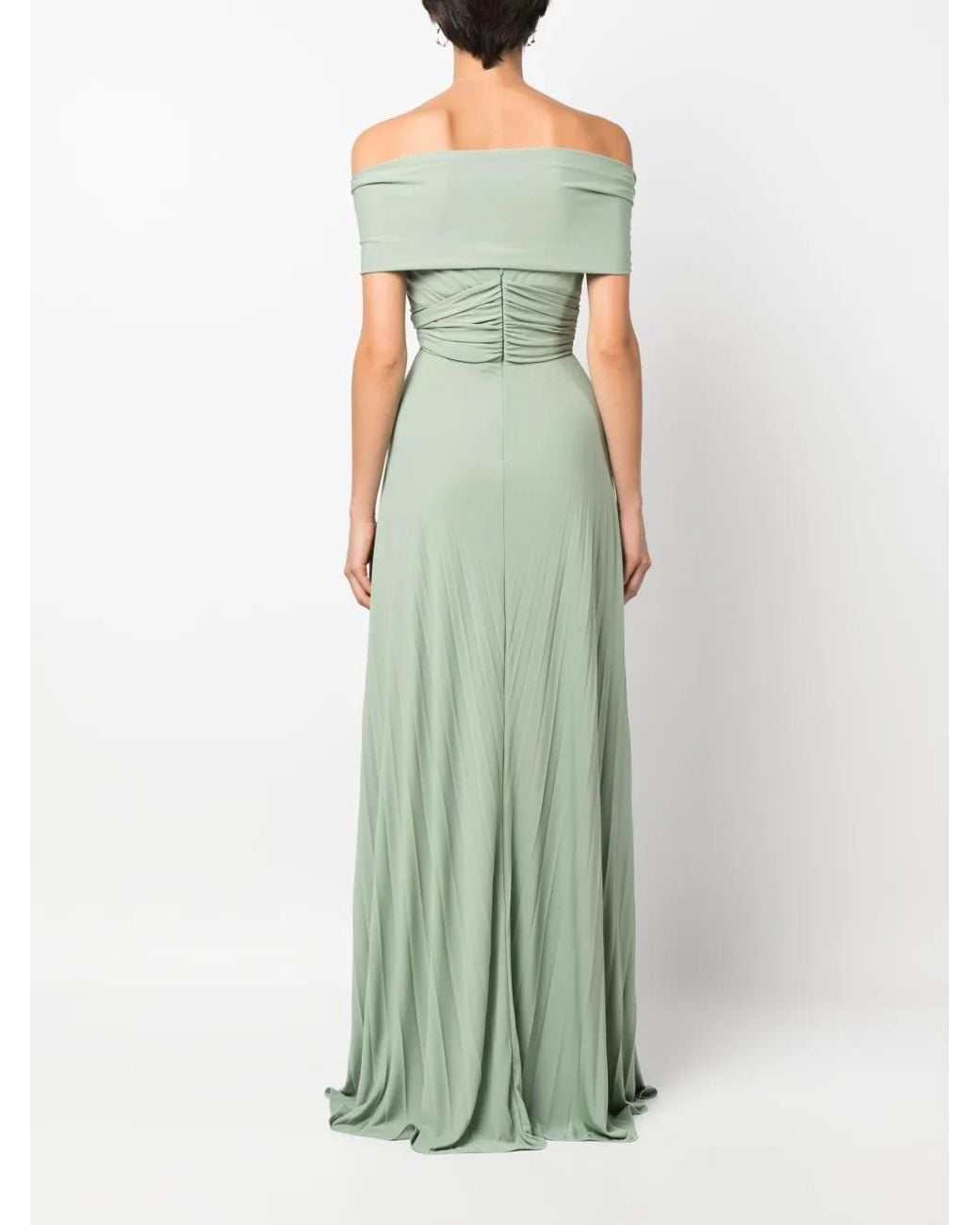 Ralph Lauren Green Merridan Pleated Evening Gown