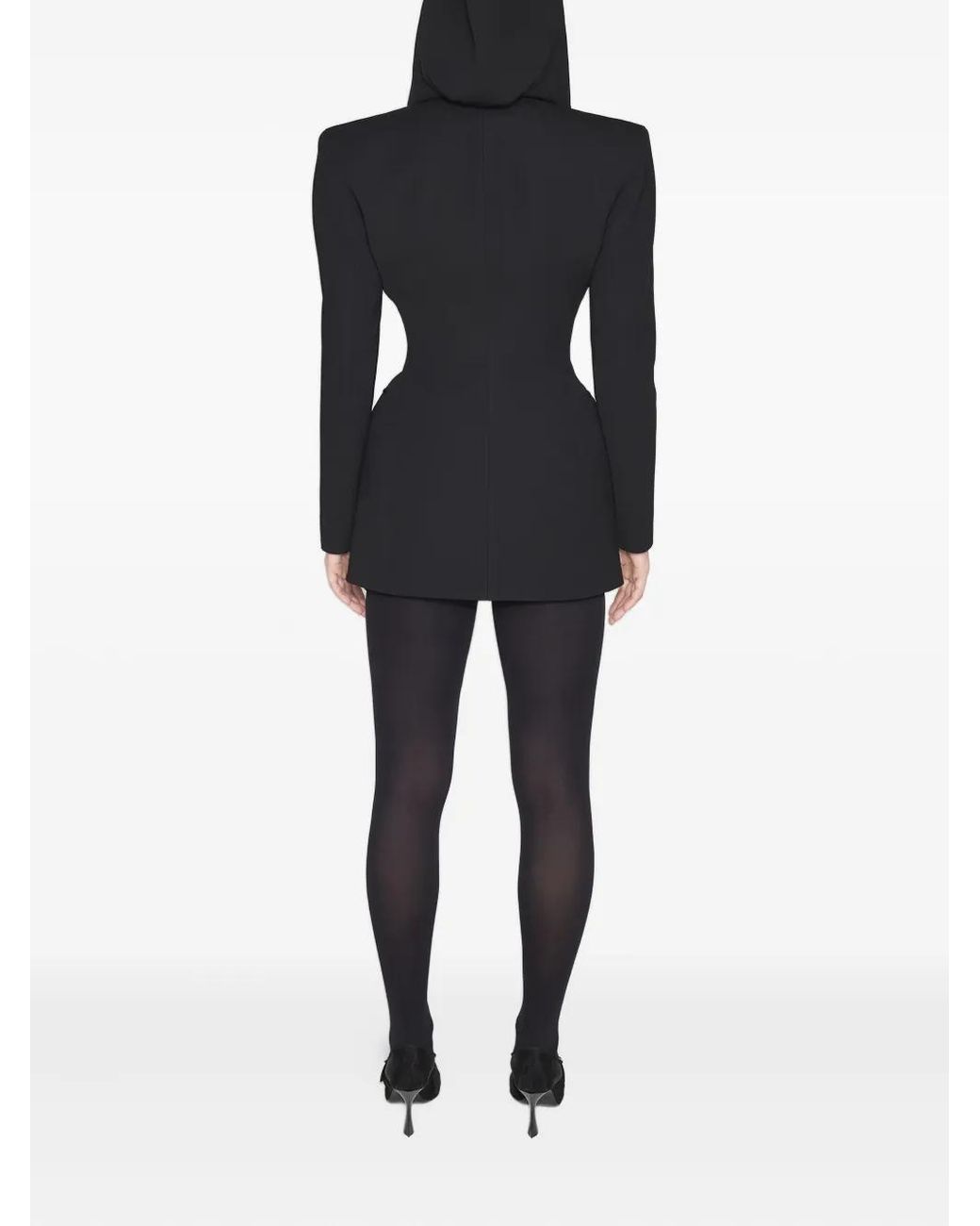 Mugler Black Hooded Padded-Shoulder Jacket