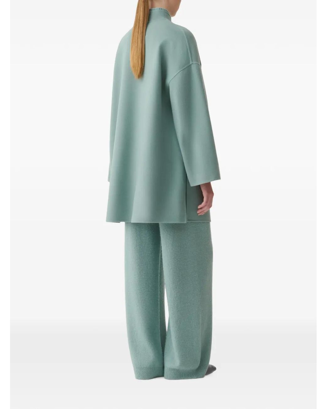 Fabiana Filippi Blue Zip-Up High-Neck Coat