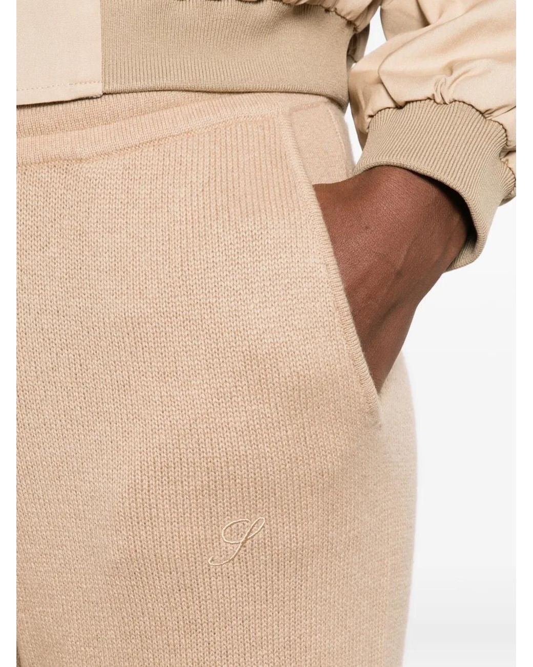 Sporty & Rich Natural Ivana Logo-Embroidered Track Pants