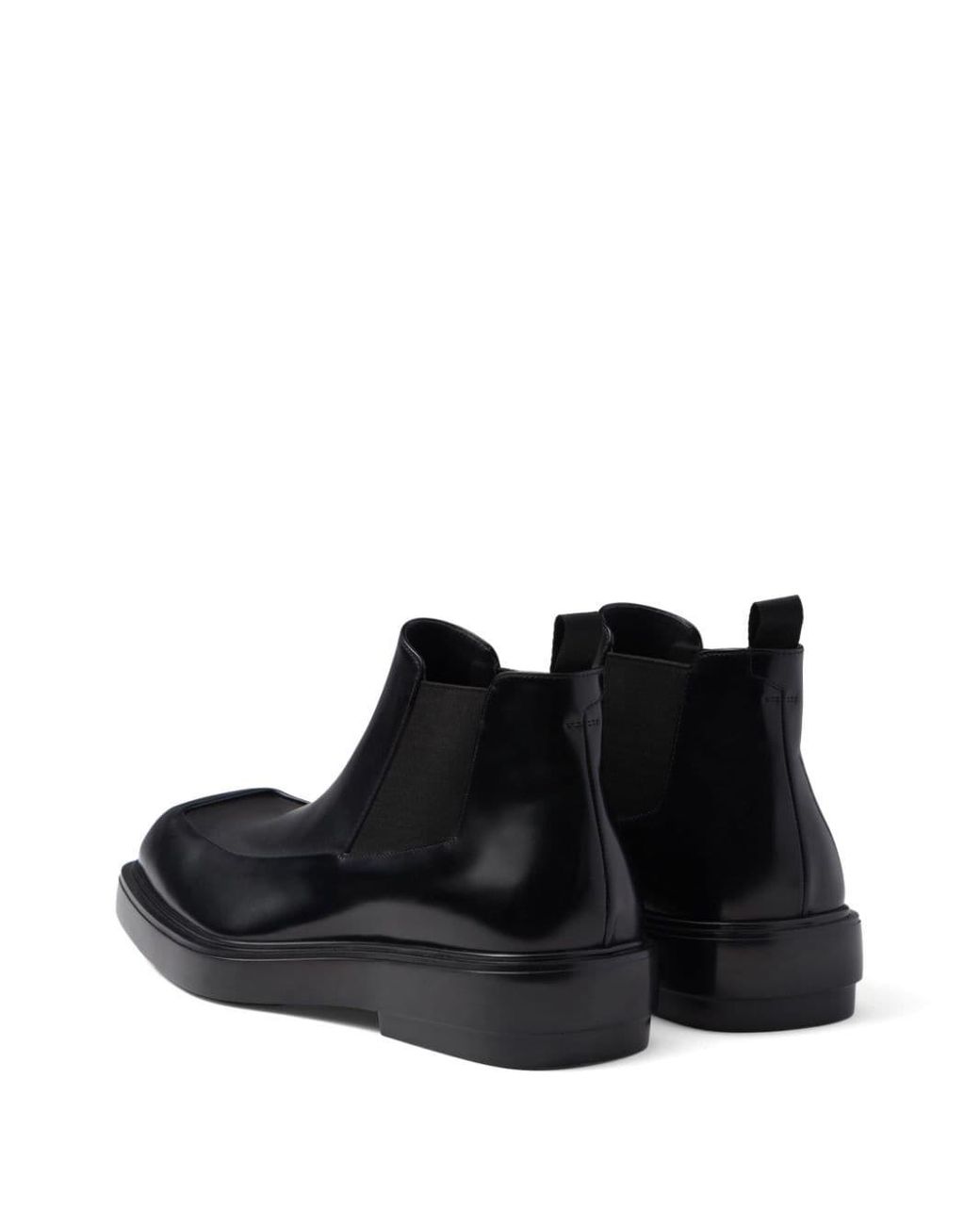 Prada Square-Toe Leather Chelsea Boots in Black for Men | Lyst