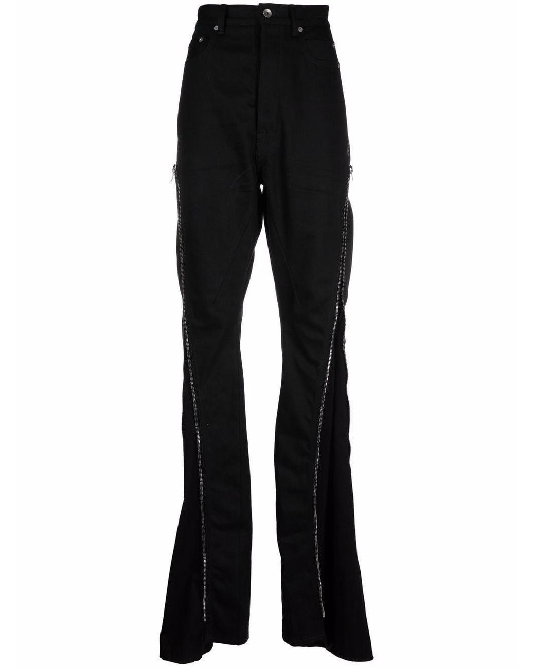 Rick Owens Flared Zip-detail Jeans in Black | Lyst