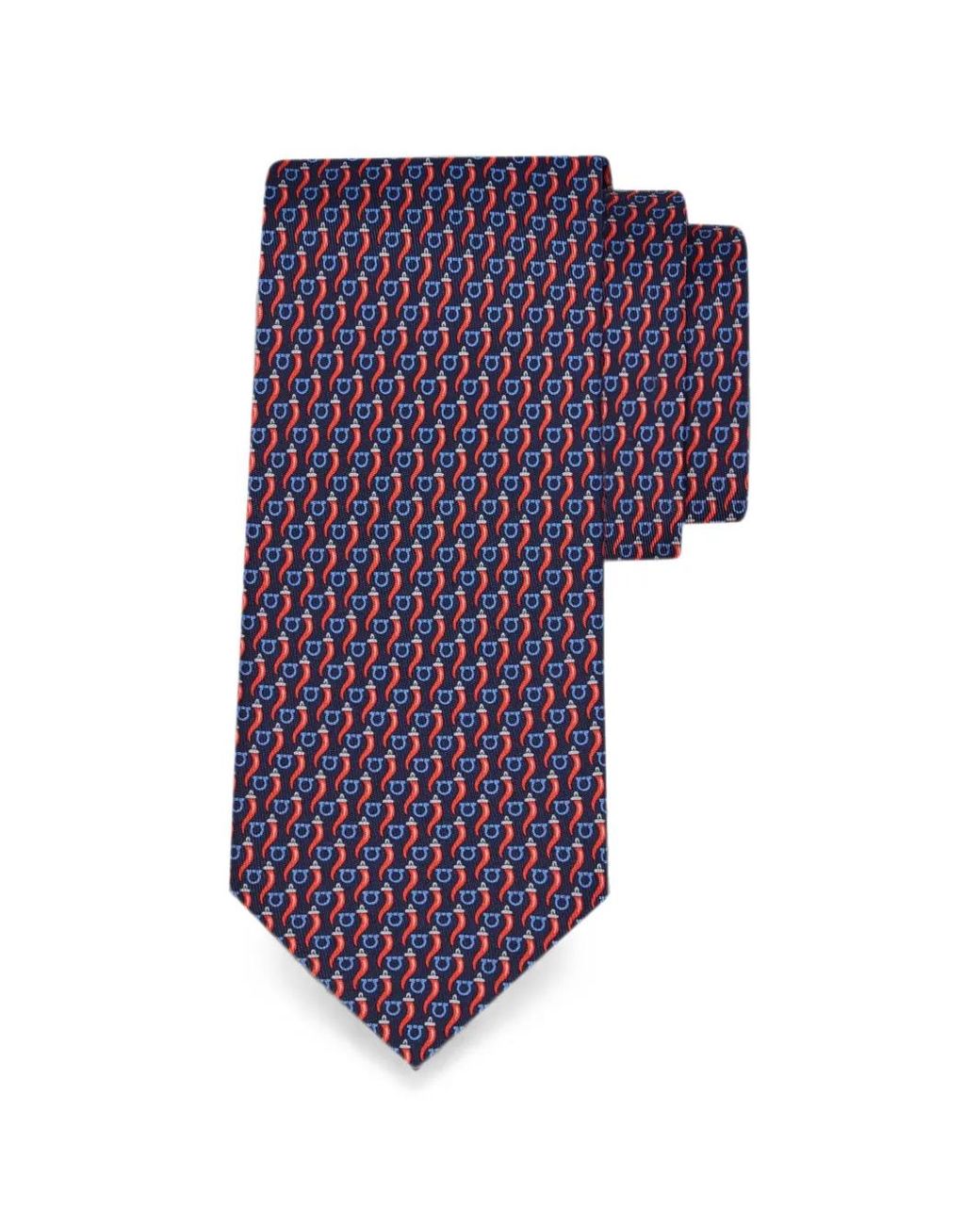 Ferragamo Purple Good Luck Print Silk Tie for men