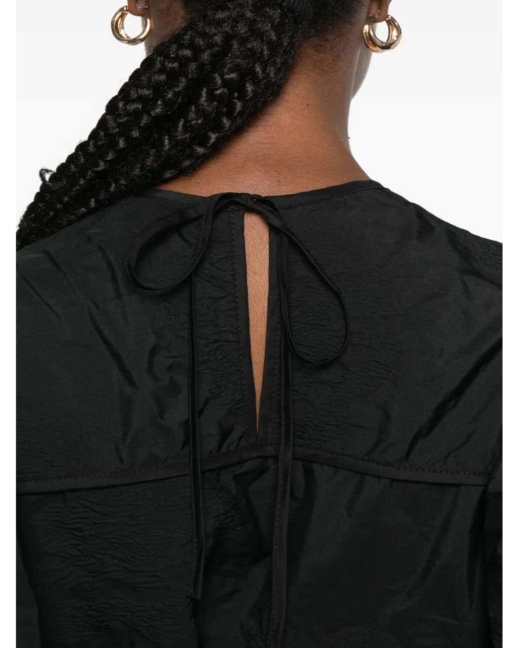 CECILIE BAHNSEN Black Puff-Sleeve Blouse