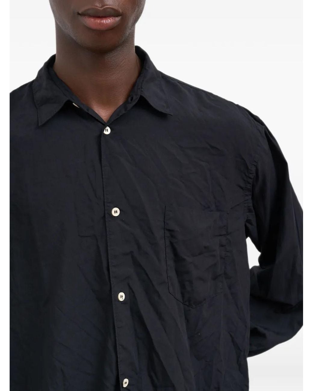 Comme des Garçons Blue Wrinkled-Effect Chest-Pocket Shirt for men