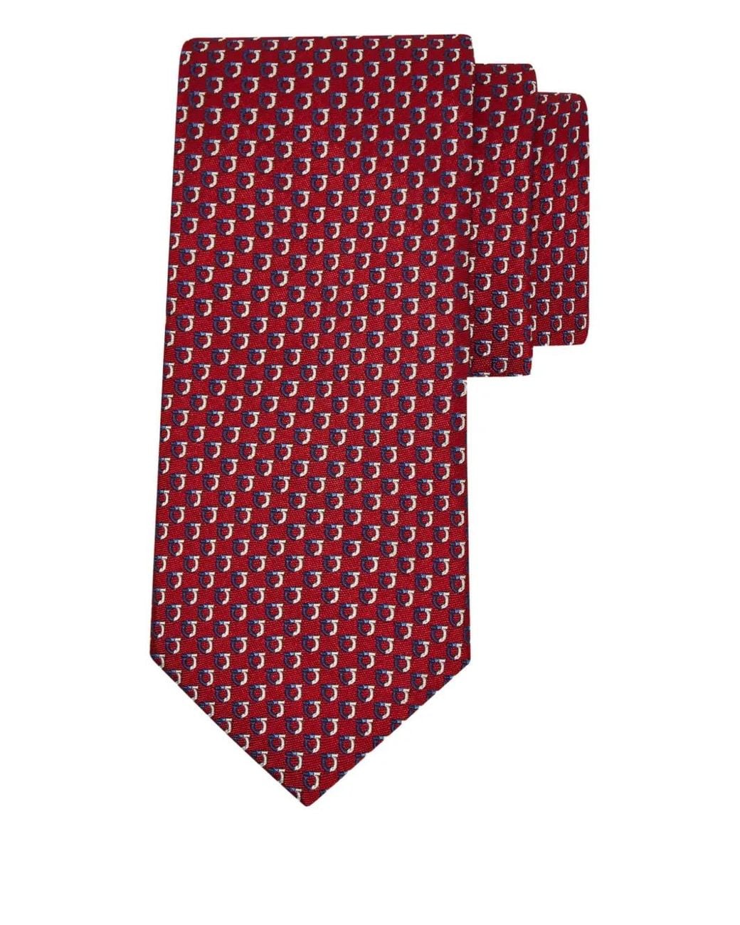 Ferragamo Red Gancini-Pattern Silk Tie for men