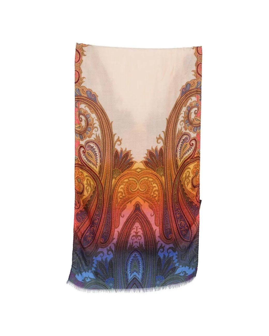 Etro Orange Paisley-Print Frayed Scarf