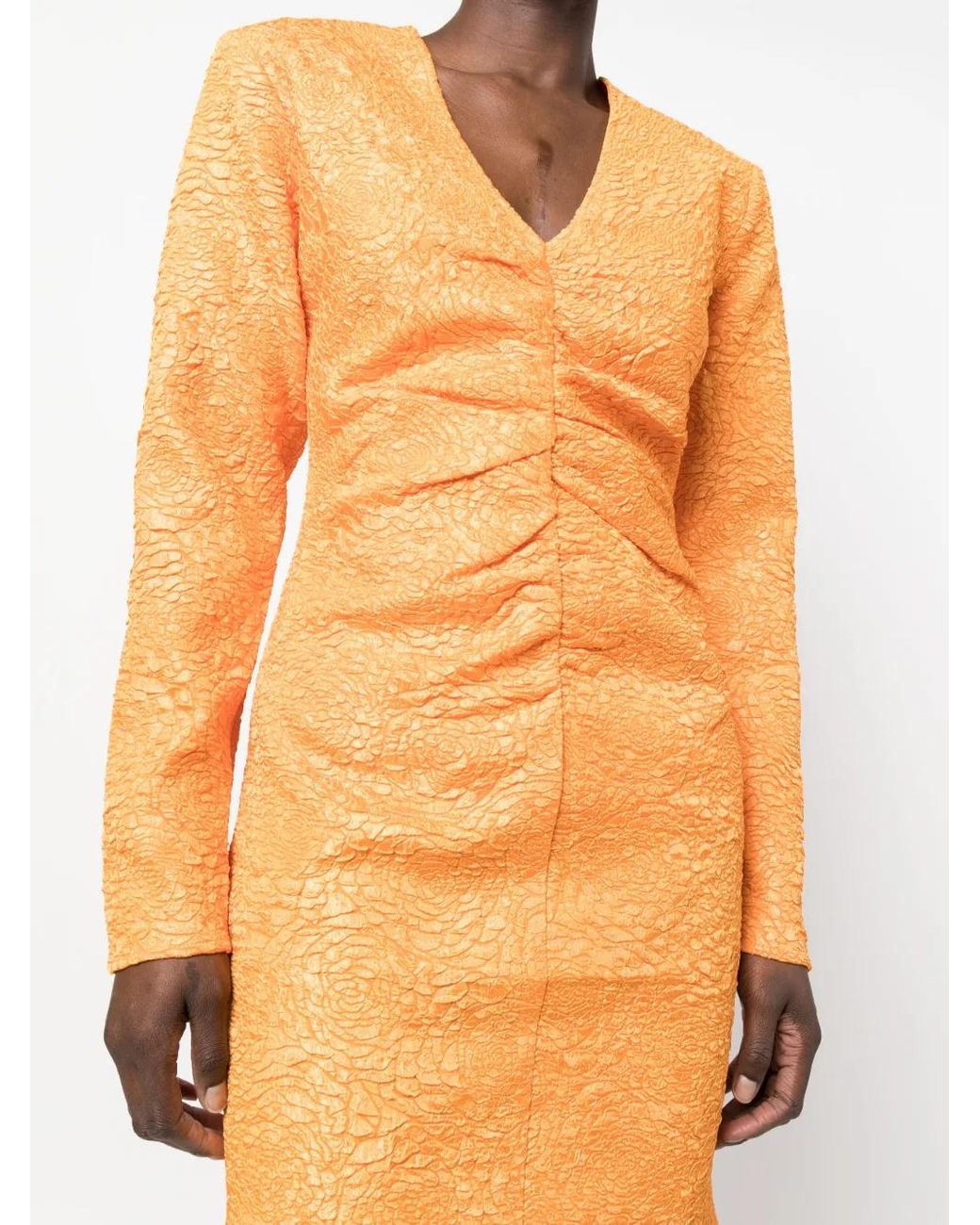 Gestuz Orange Robe En Jacquard À Col V
