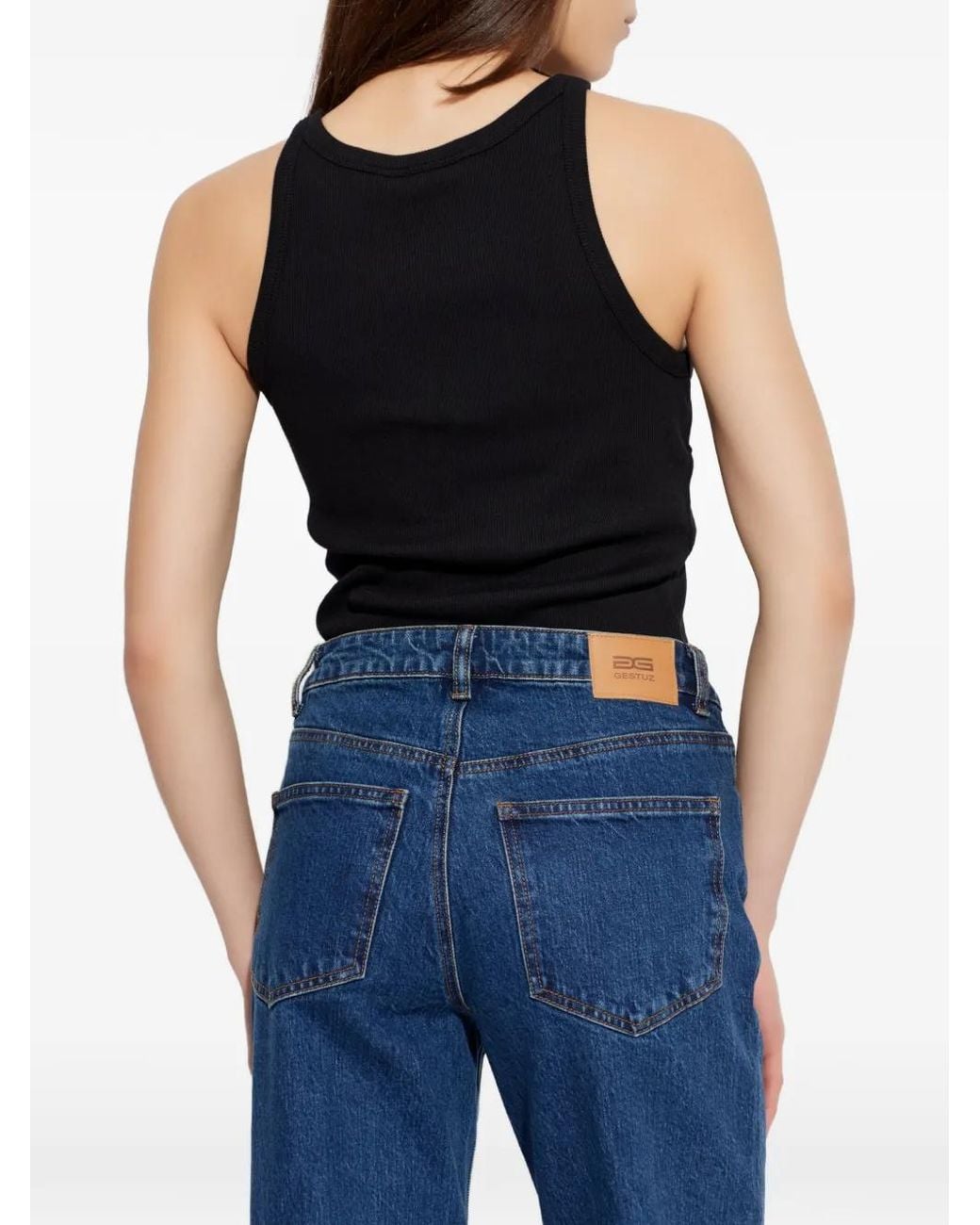 Gestuz Geribbelde Tanktop in het Black