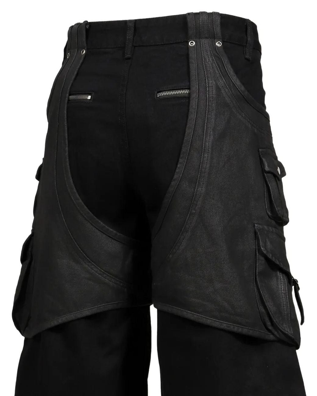Troubled Waters Black Parasite Double-Layered Cargo Shorts for men