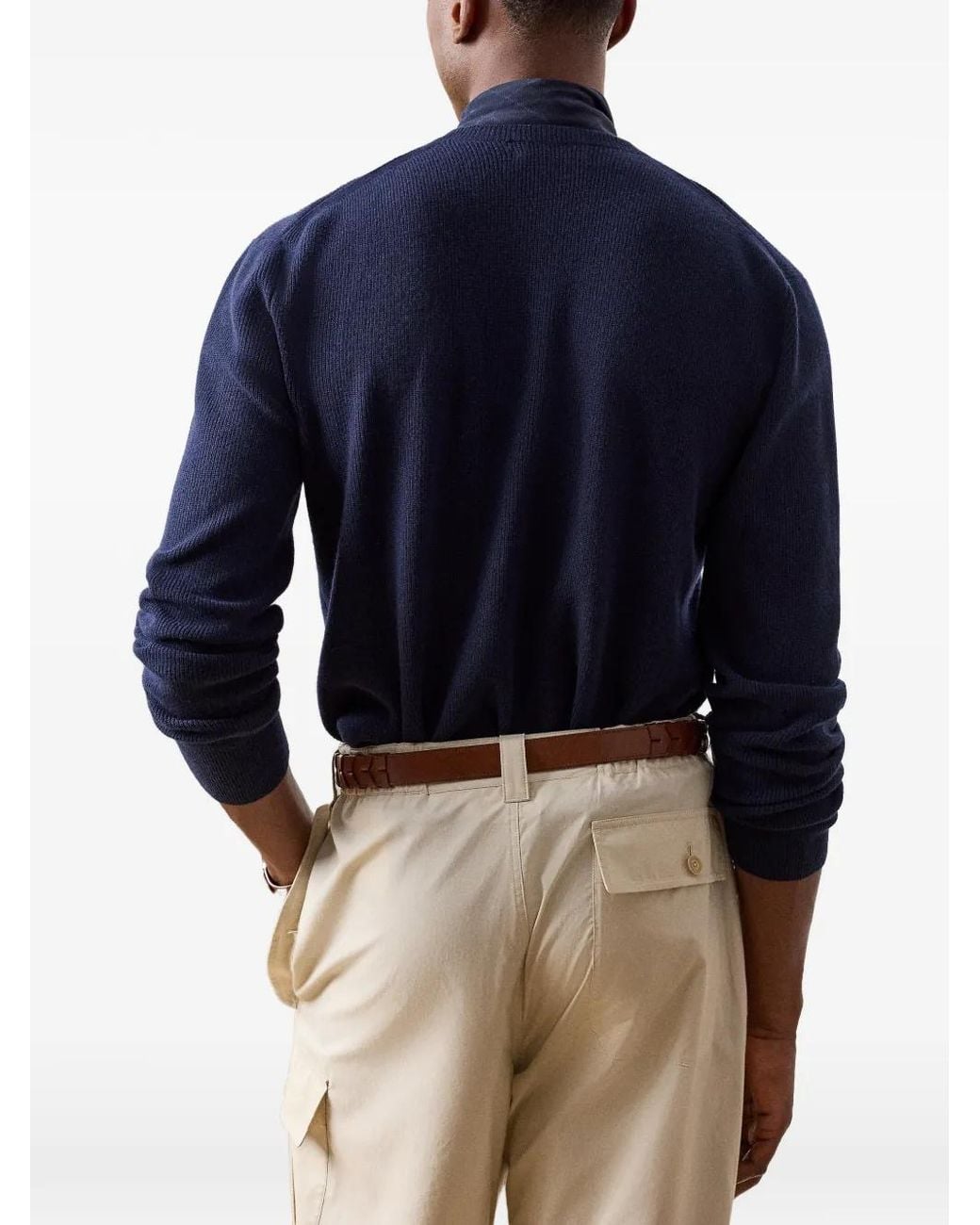 Ralph Lauren Blue Ribbed Cashmere Sweater for men