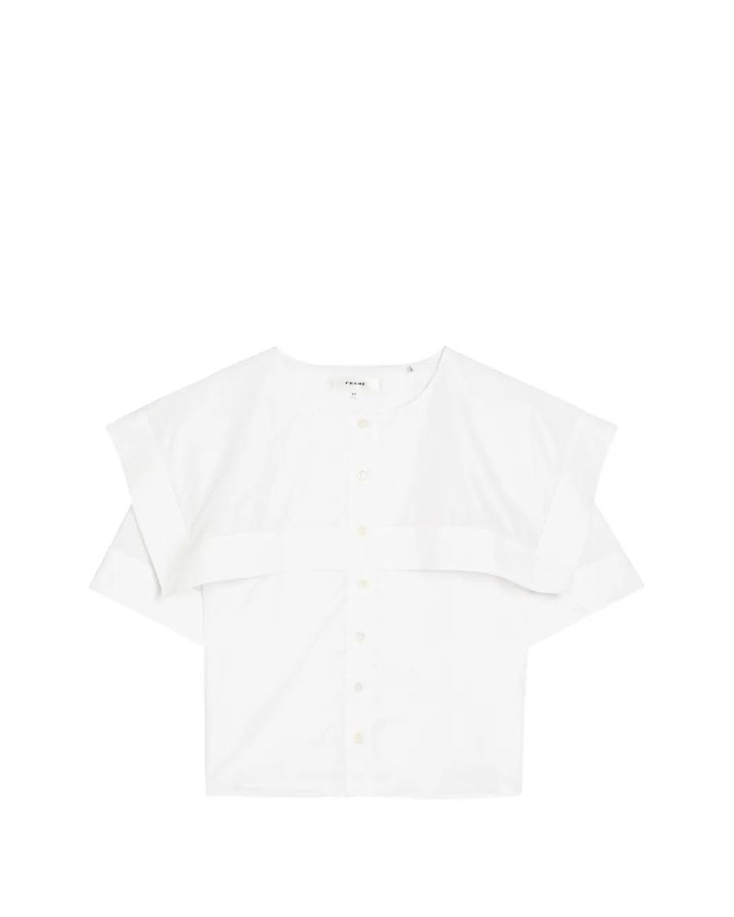 FRAME White The Sleek Cape Short-Sleeves Shirt