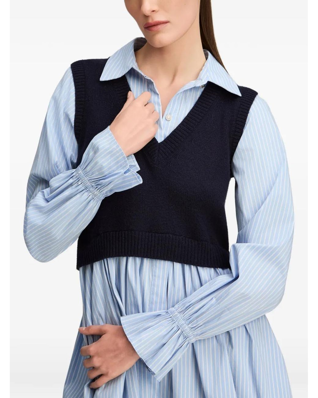 Cinq À Sept Patsy Gestreepte Mini-Jurk Met Laagjeseffect in het Blue