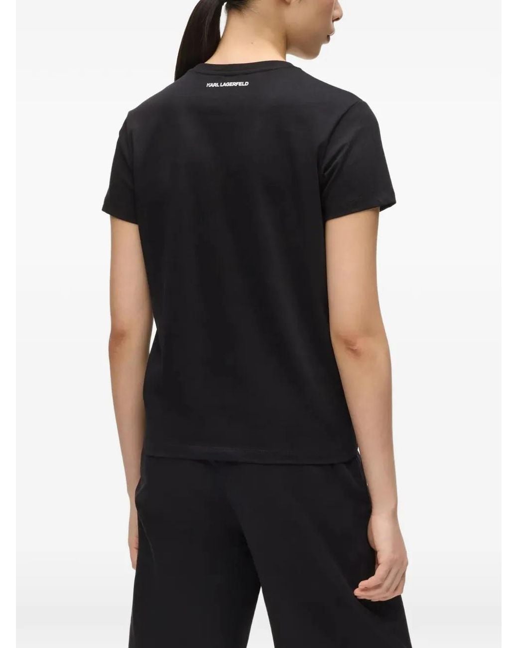 Karl Lagerfeld Black Rsg Glitter T-Shirt