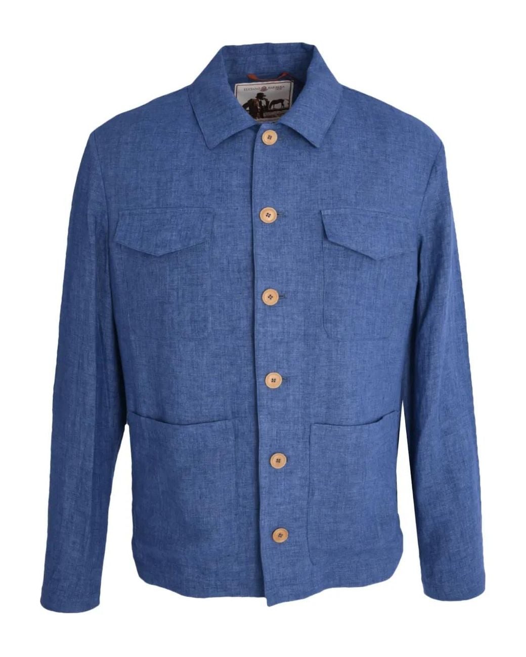Luciano Barbera Blue Button-Fastening Patch-Pocket Jacket for men