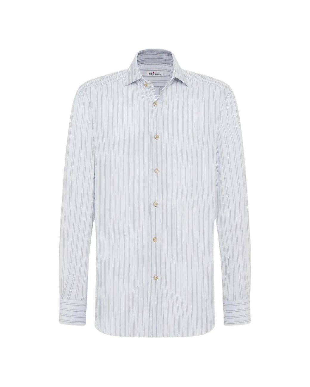 Kiton Gestreept Overhemd in het White voor heren