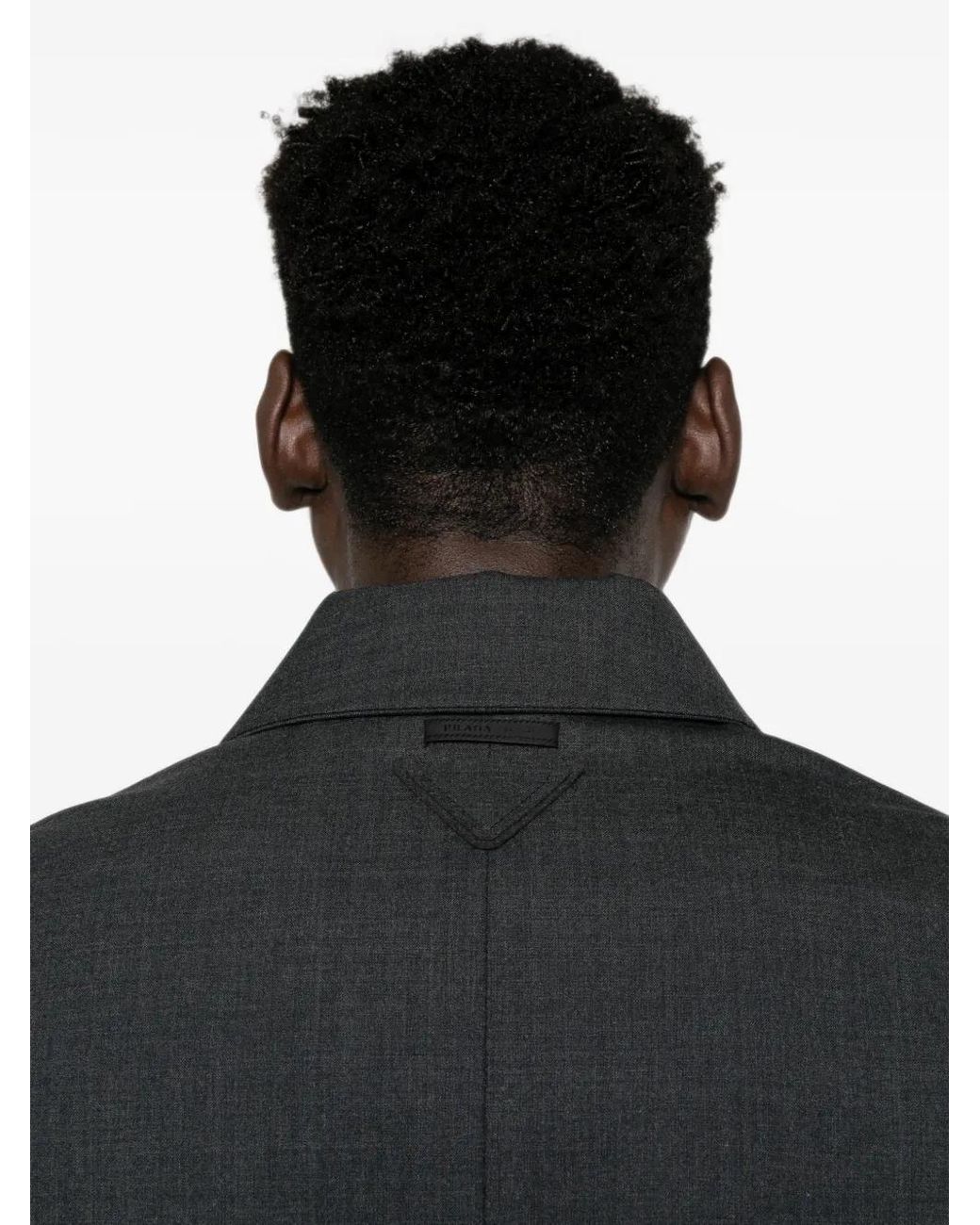 Prada Black Technical Wool Coat for men