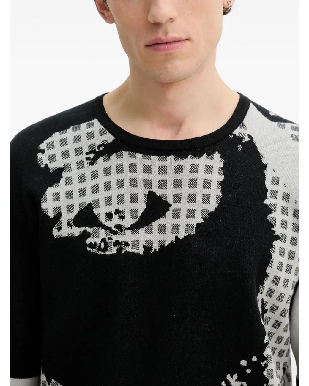 Desigual Black Graphic-Print Jacquard T-Shirt for men
