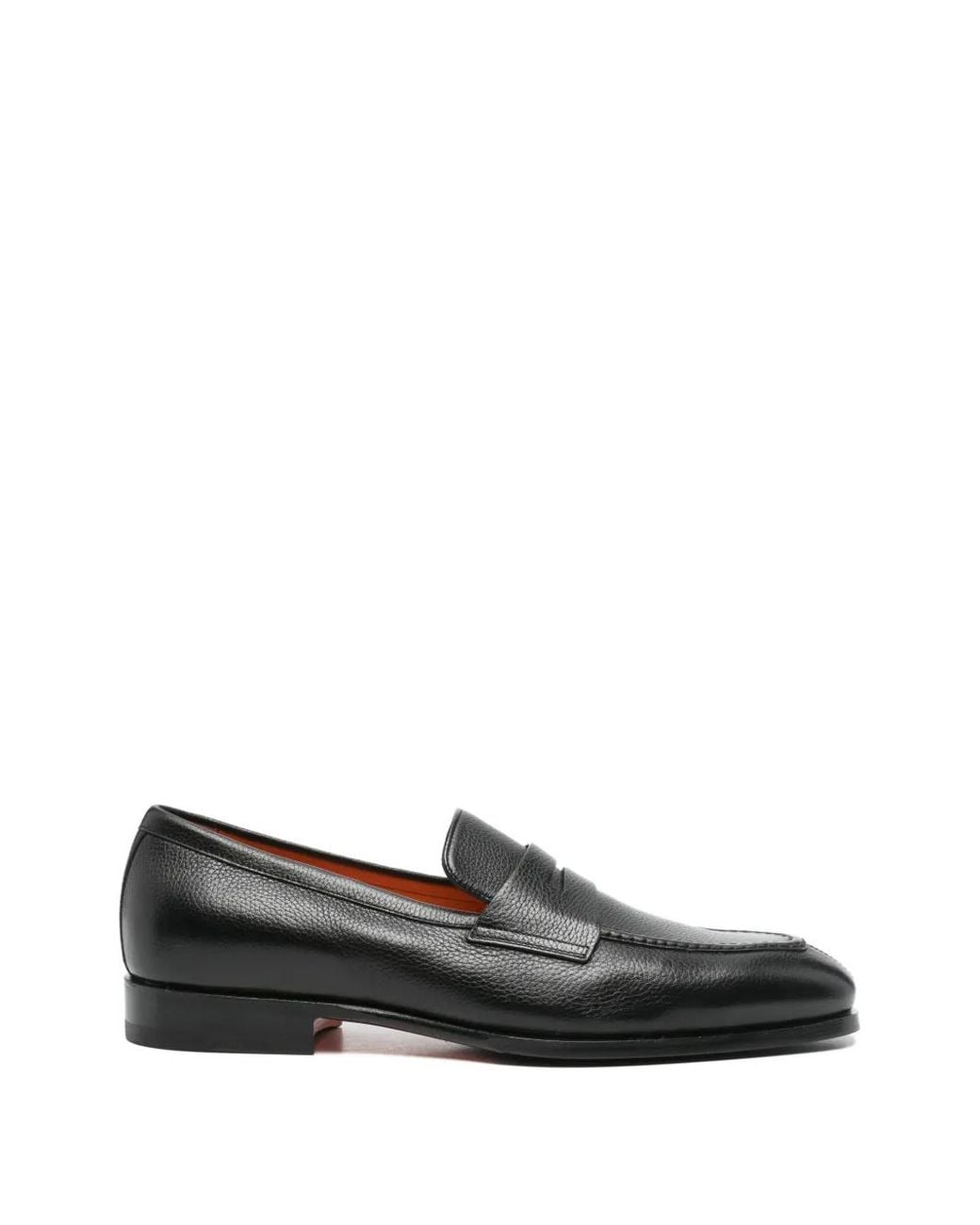 Santoni Black Mocassins Adrian En Cuir Grainé for men