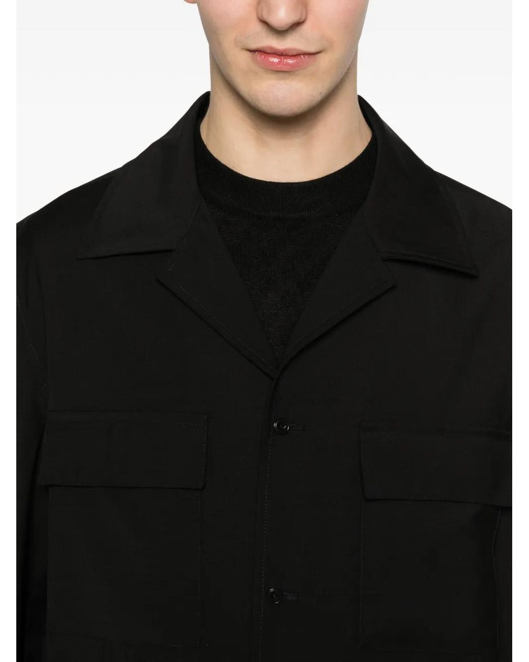 Briglia 1949 Black Chest-Pocket Shirt Jacket for men