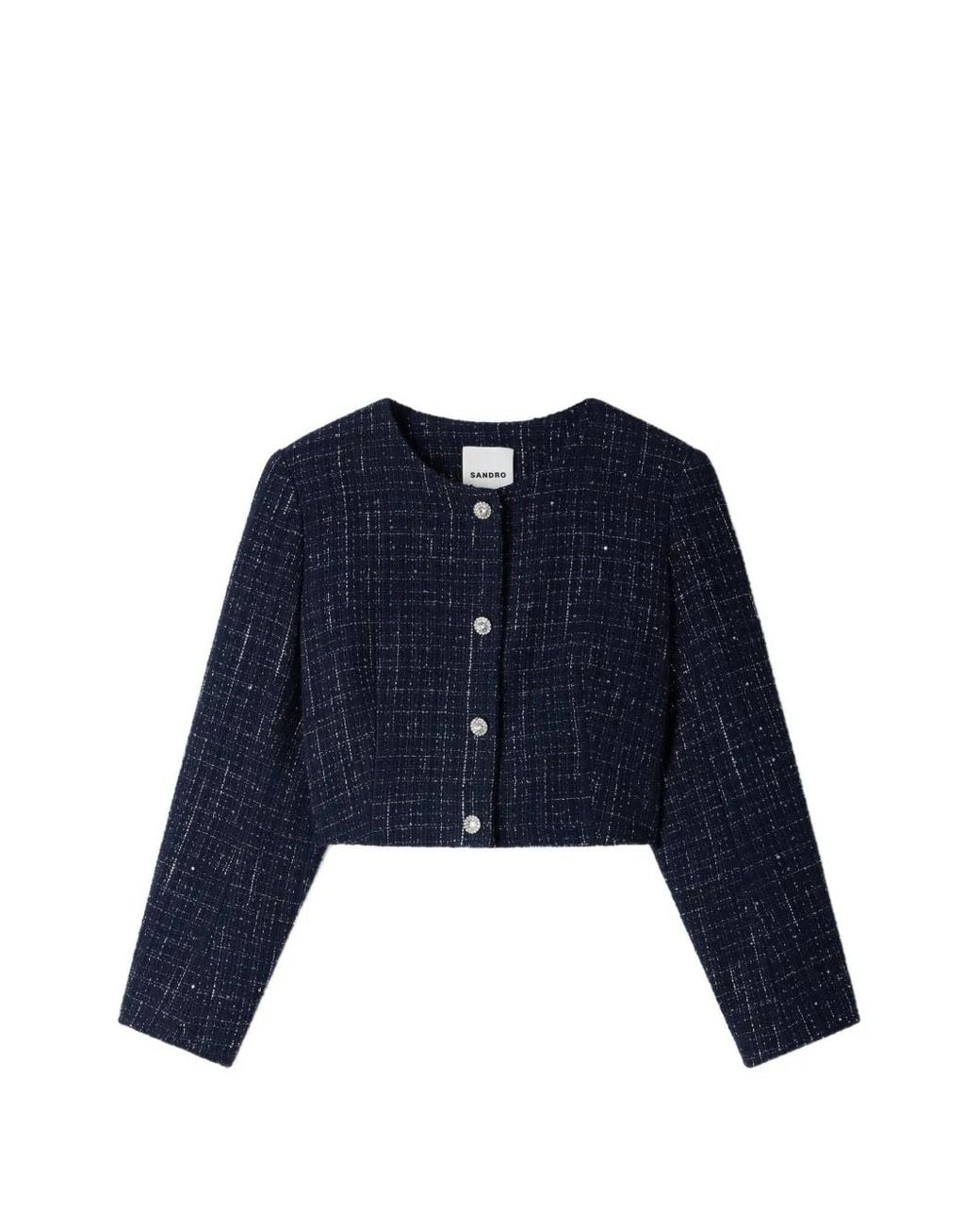 Chaqueta Corta Con Efecto De Tweed Sandro de color Blue
