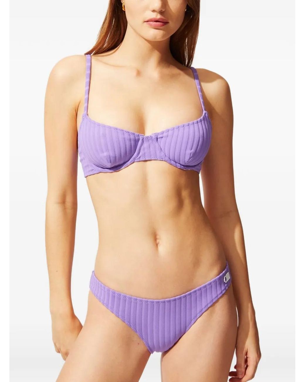 Bikini De Canalé Solid & Striped de color Purple
