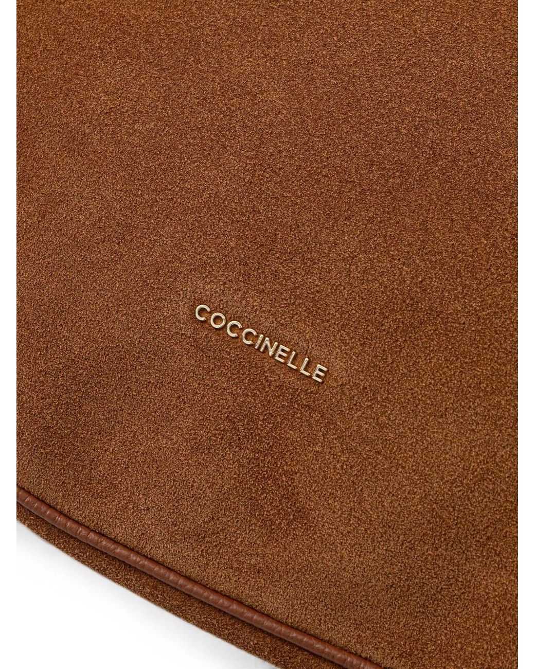 Coccinelle Brown Suede Logo-Print Tote Bag