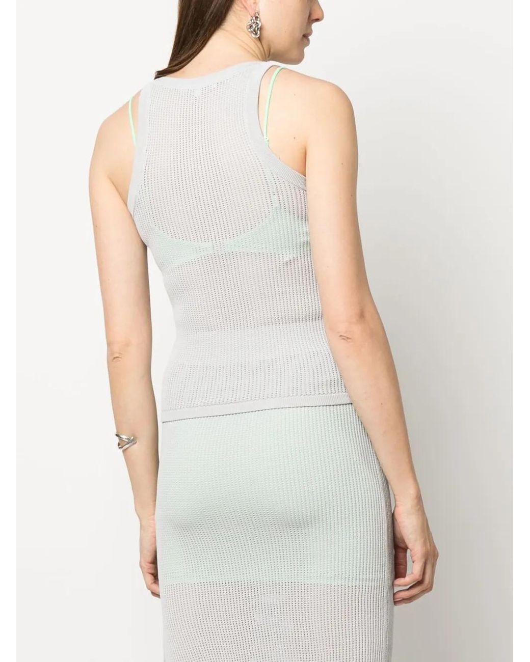 Patrizia Pepe Blue Sleeveless Mesh Tank Top