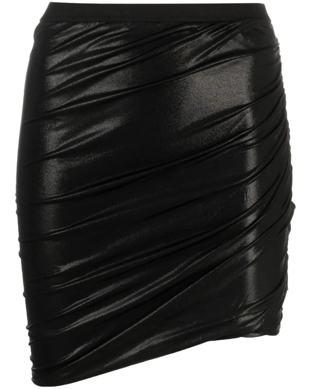Rick Owens Black Jade High-Shine Draped Miniskirt