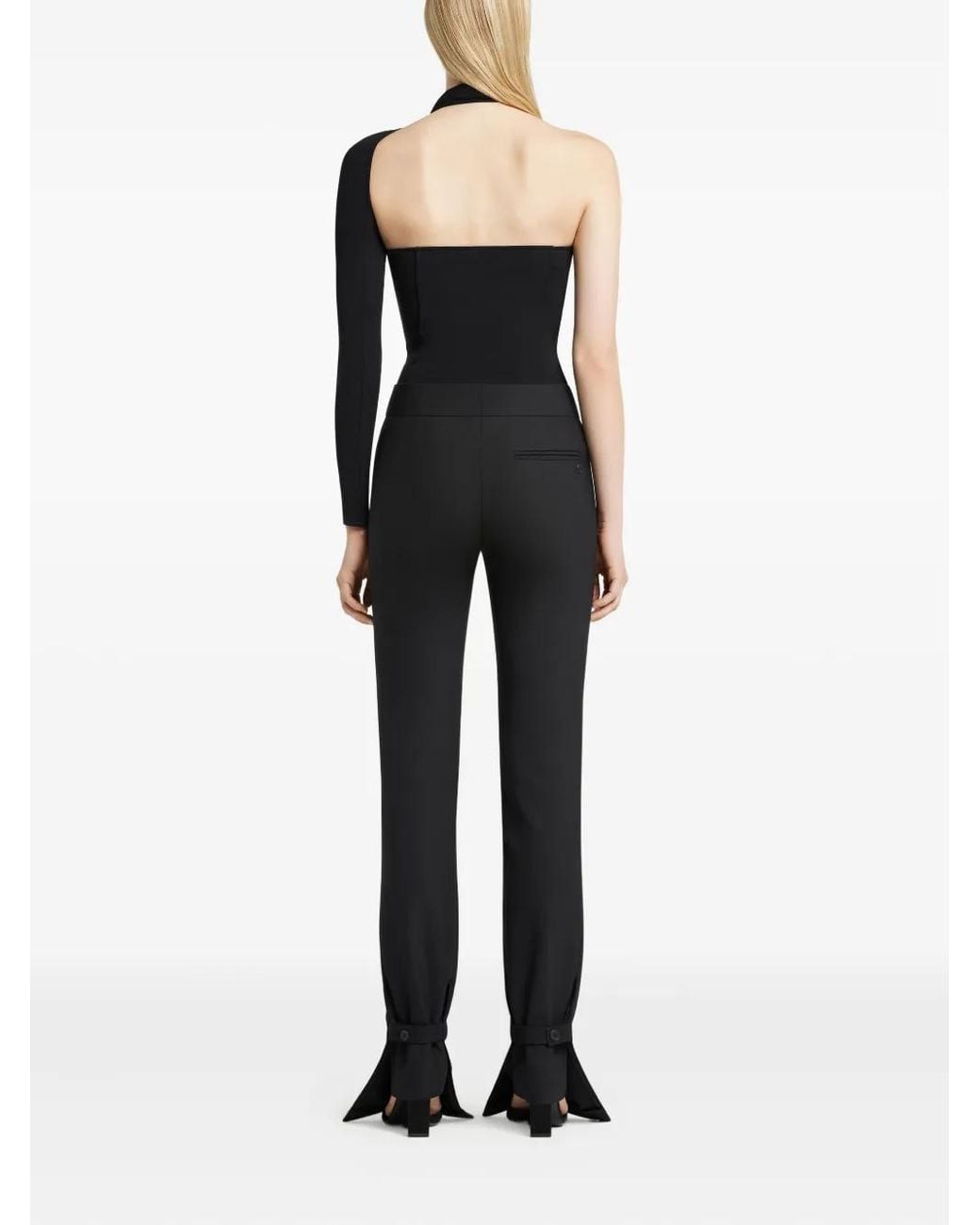Courreges Black One-Shoulder Twisted Bodysuit