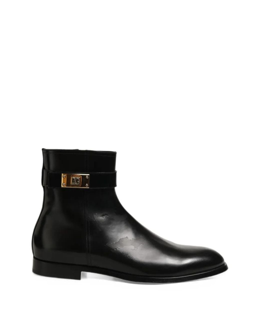 Dolce & Gabbana Black Buckle-Strap Ankle Boots for men
