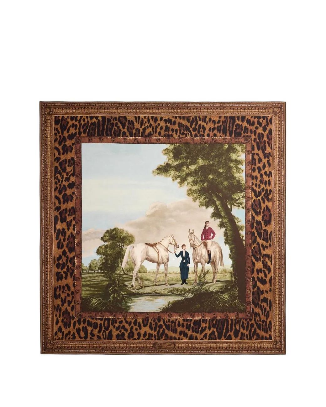 Ralph Lauren Brown Scenic-Print Silk Scarf