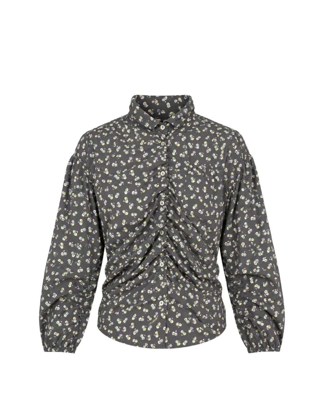 MSGM Gray Hemd Mit Blumenprint