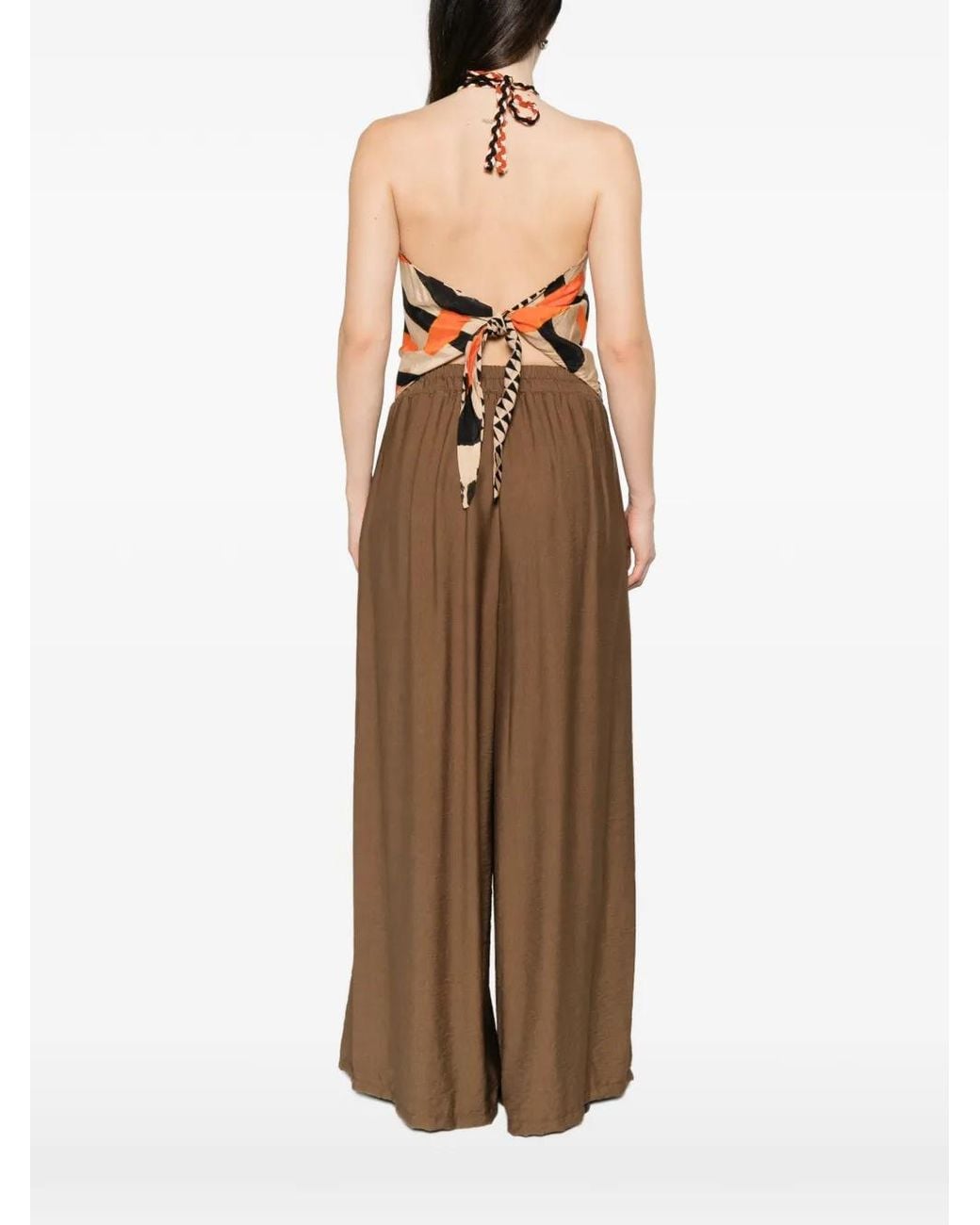 Dixie White Graphic-Print Halterneck Top