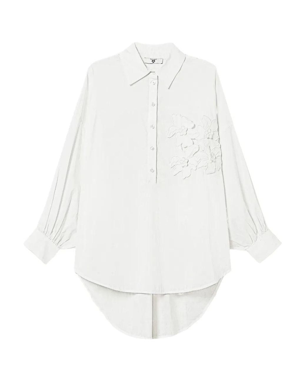 Twinset White Floral-Appliqué Shirt