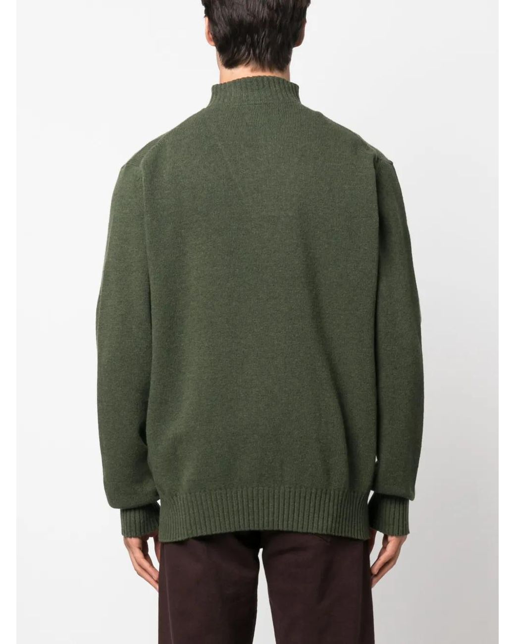 Barbour Green Half-Zip Wool Jumper for men