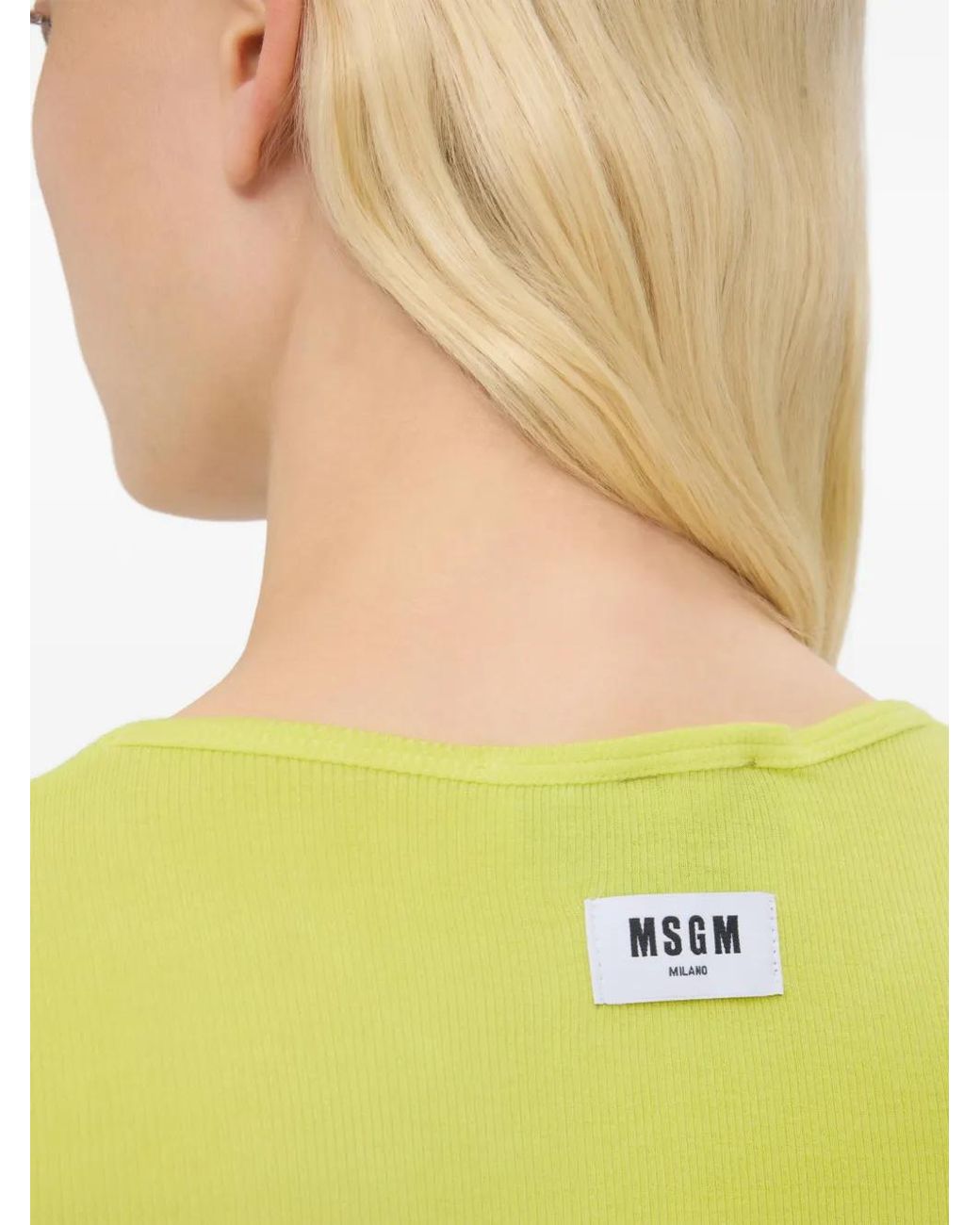 T-Shirt À Patch Logo MSGM en coloris Yellow