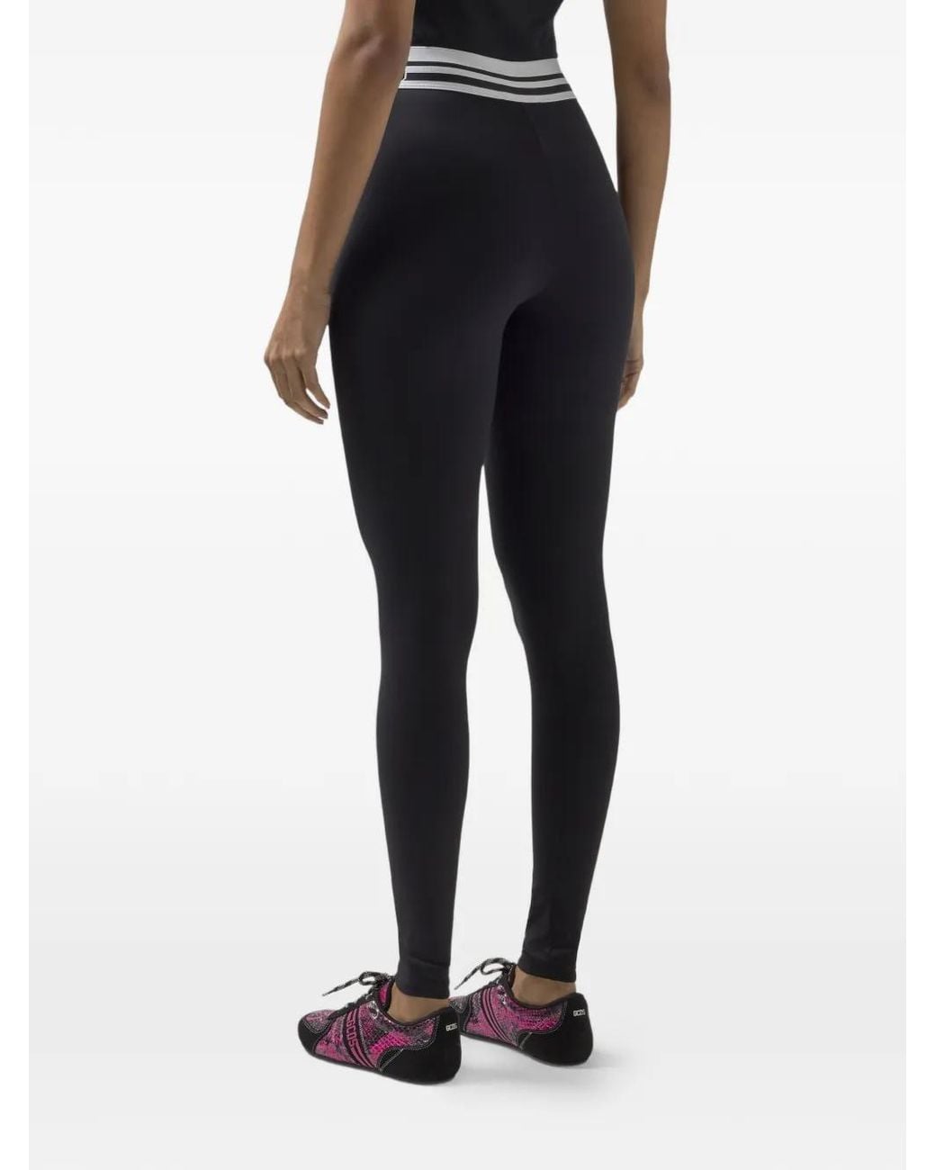 Gcds Black Striped-Waistband Leggings