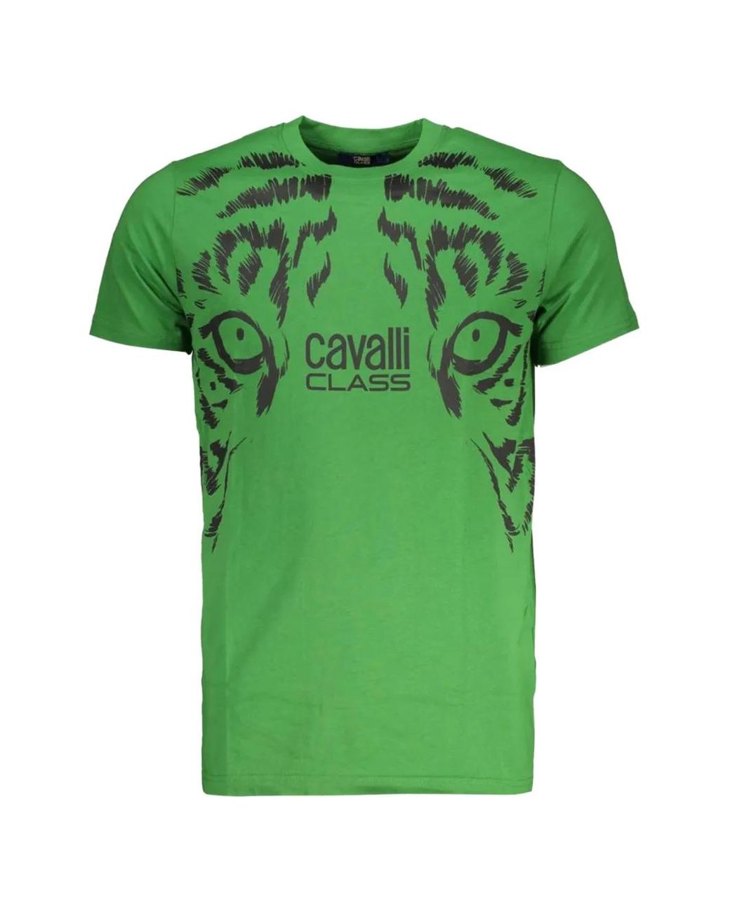 Roberto Cavalli Green Logo-Print T-Shirt for men