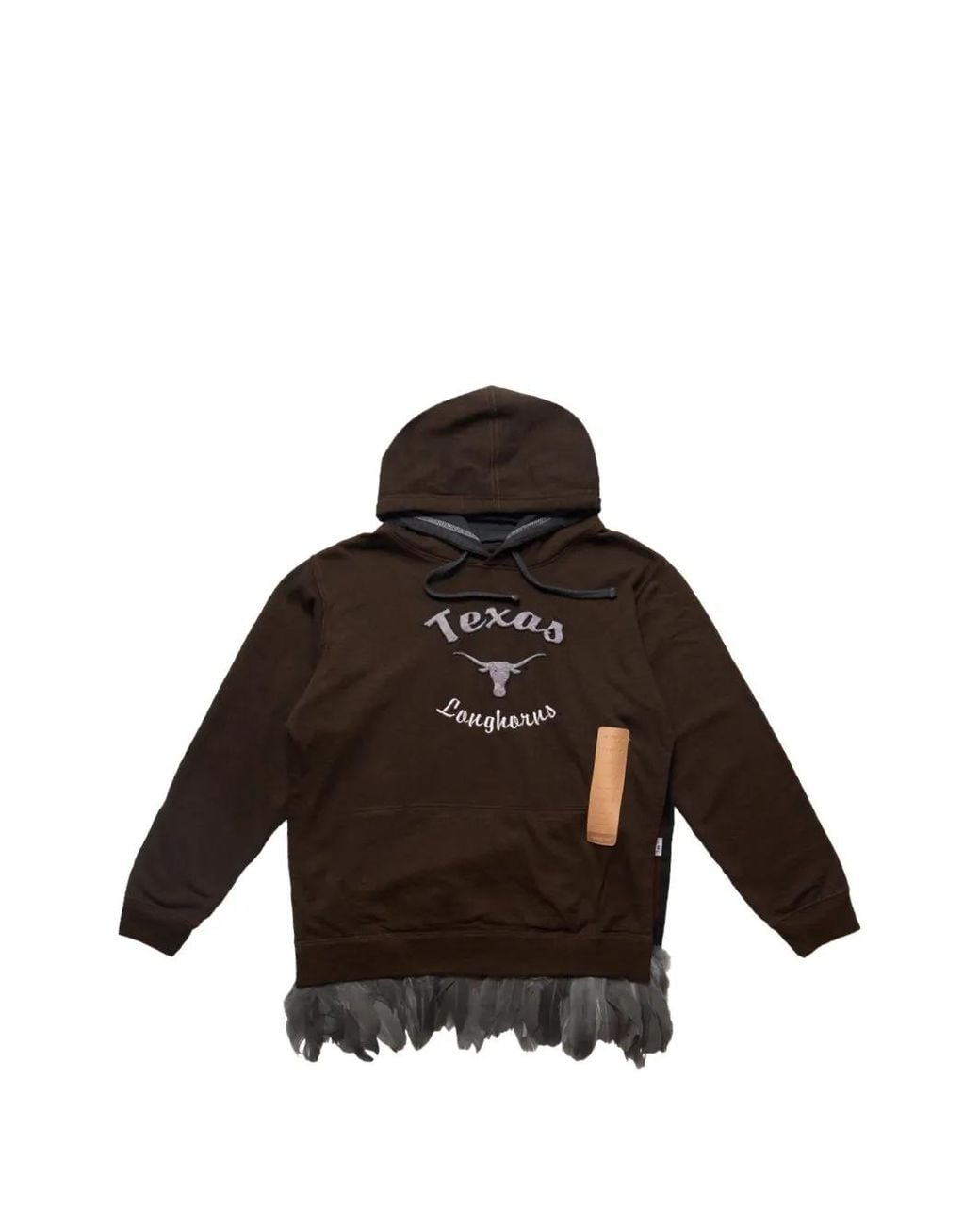 4SDESIGNS Brown Texas Longhorns Feather-Trim Hoodie for men