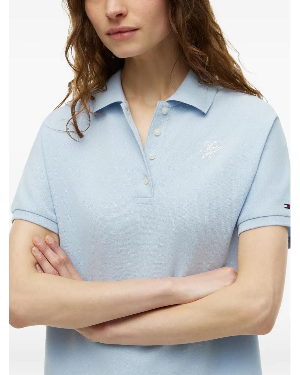 Tommy Hilfiger Blue Logo-Embroidered Polo Shirt