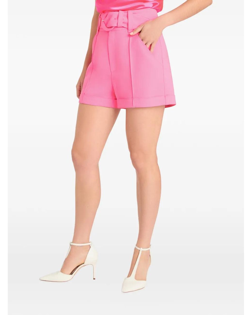 Cinq À Sept Pink Belted Tailored Shorts