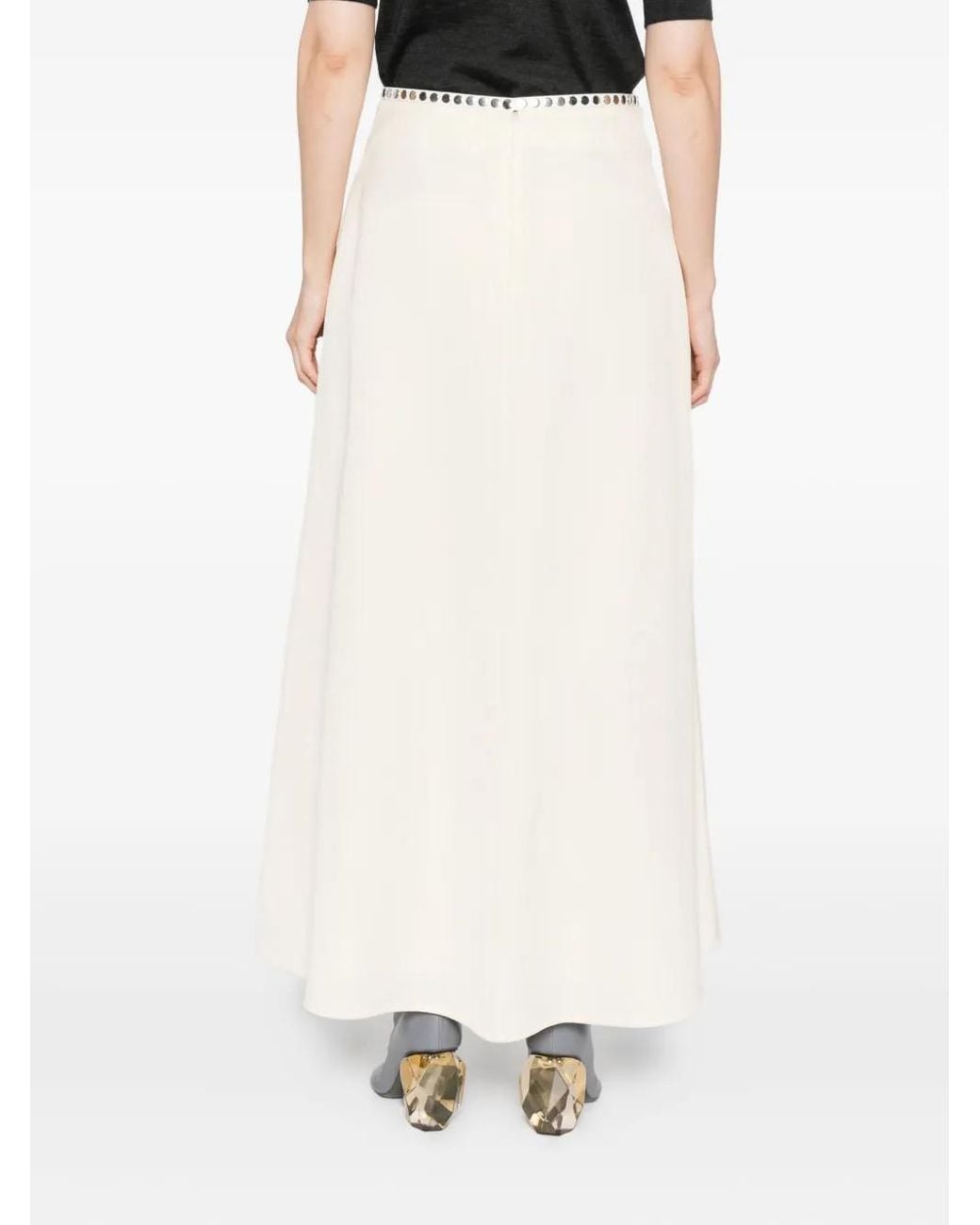 Jil Sander White Buttoned-Waist Skirt