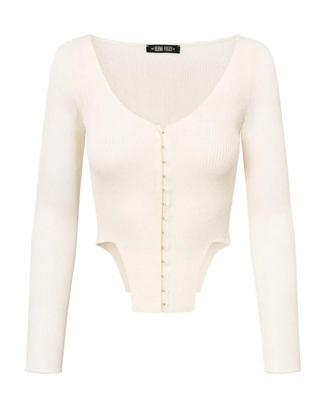 Elena Velez White Linen Knit Top