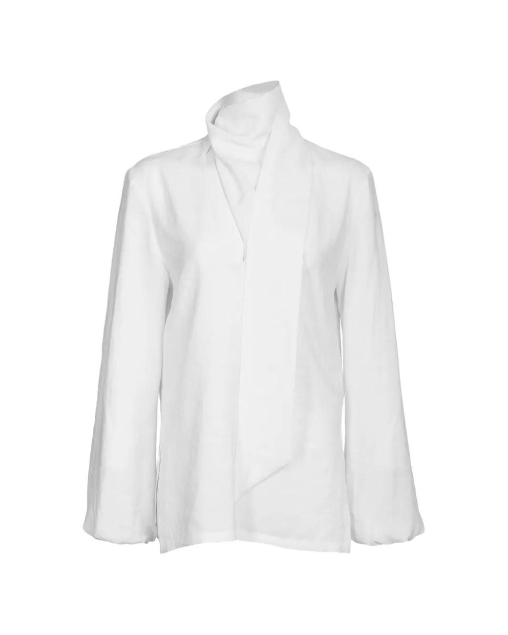 Silvia Tcherassi White Alanis Scarf-Detail High-Neck Blouse