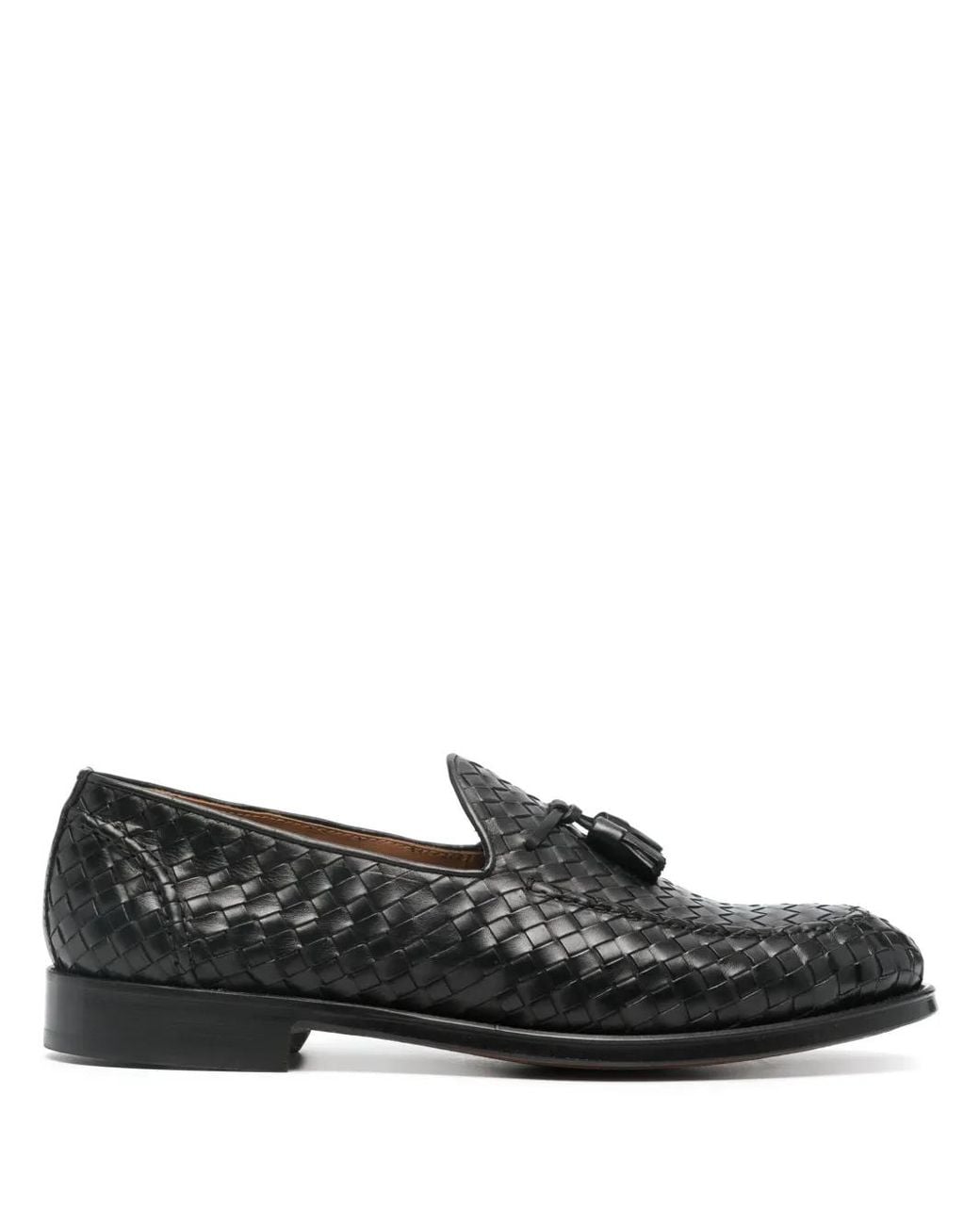 Doucal's Black Interwoven Leather Loafers for men