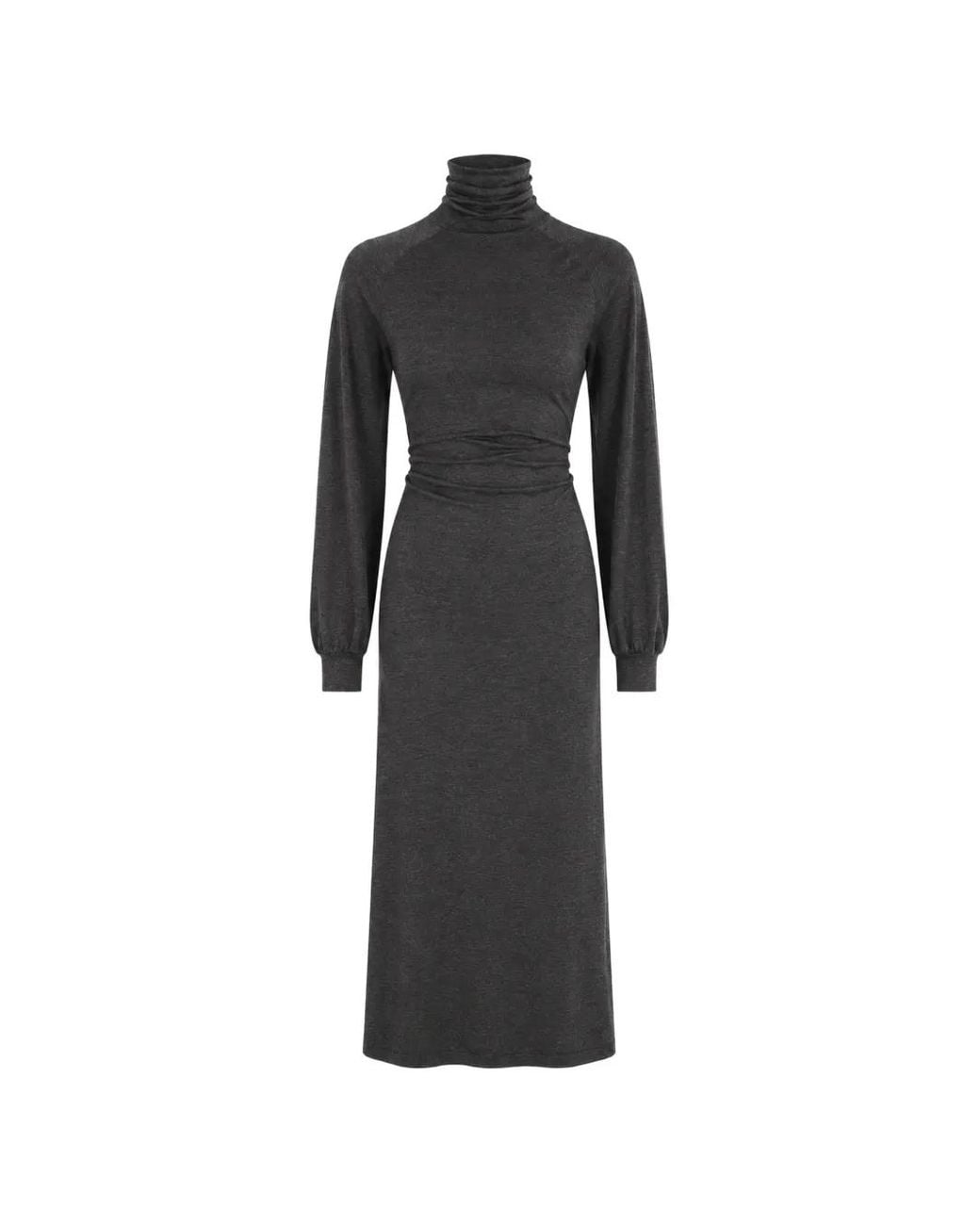 Petar Petrov Black Twist-Detail High-Neck Long-Sleeve Midi Dress